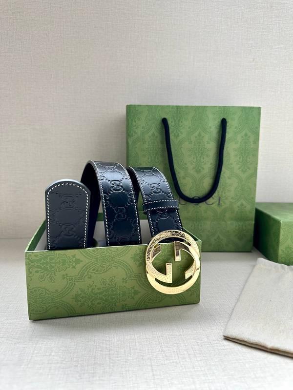 GUCCI Embellished coated-canvas and leather belt &