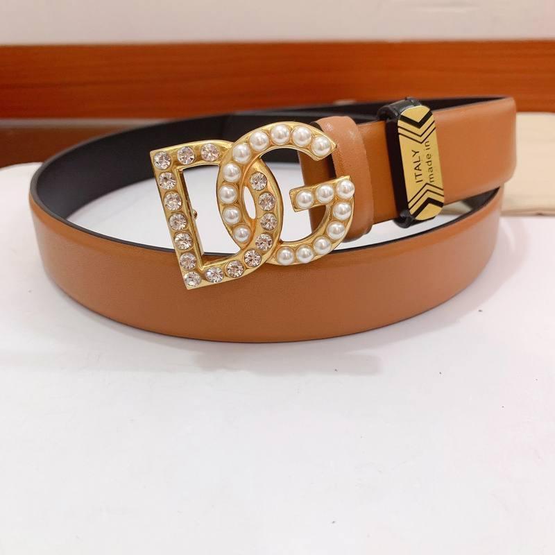 Dolce Gabbana Calfskin belt with bejeweled DG logo &