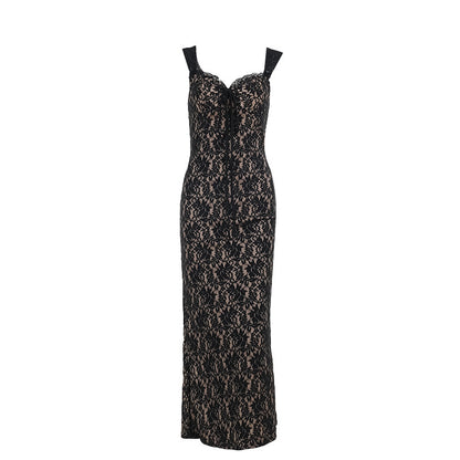Elegant Lace Hooded Long Dress
