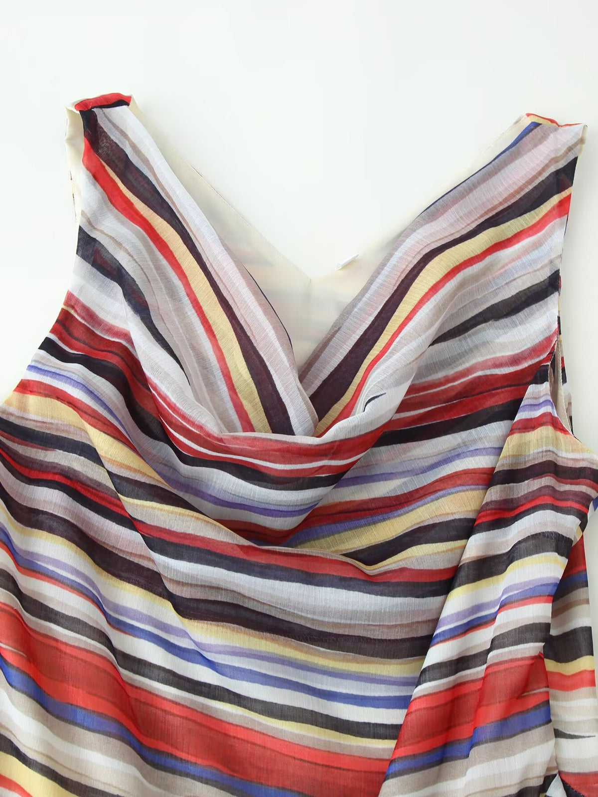 Retro Striped Spaghetti Strap Midi Dress