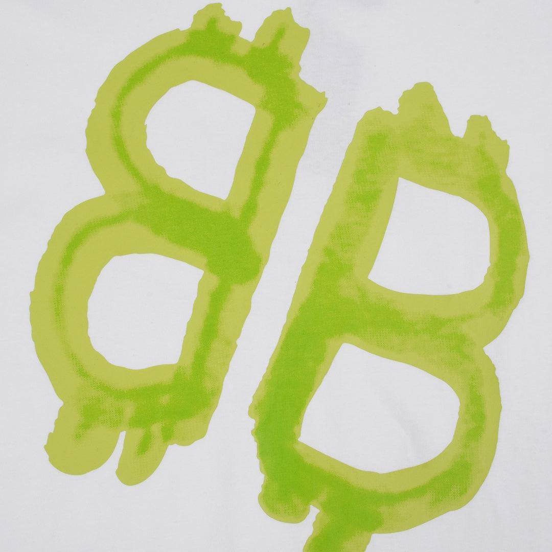 Balenciaga White &amp; Green T-Shirt Without Collar