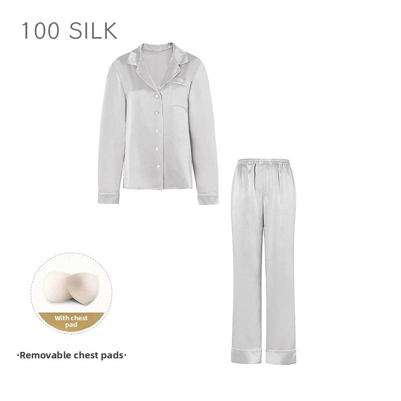Women?s high-end 100% mulberry silk loungewear set with built-in bra pads.
