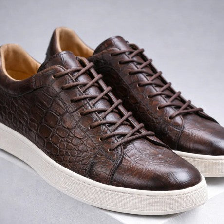 Mens Leather Lace-Up Casual Shoes