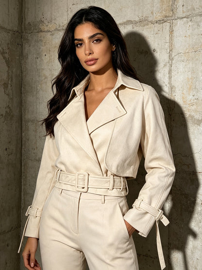 Retro Tie-Waist Women Jacket