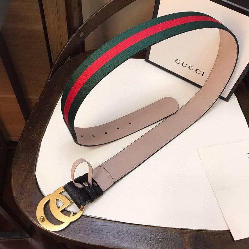 Gucci GG Marmont Web Belt Canvas and Leather &
