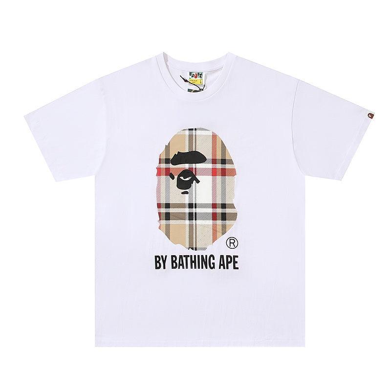 Bathing Ape Check by Bathing Tee White/Beige