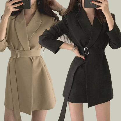 Mid-Length Retro Blazer with Belt
