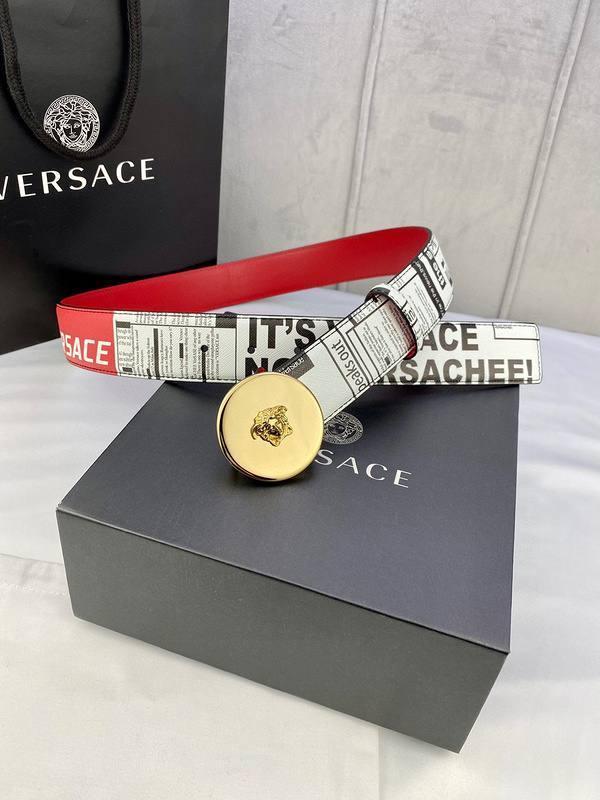 Versace MEDUSA BIGGIE ENAMEL LEATHER BELT