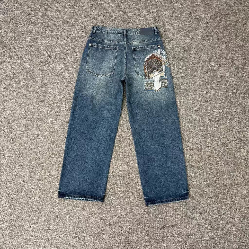 Casual Long Pants Plum Blossom Embroidery