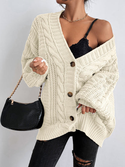 Womens Retro V-Neck Knit Cardigan