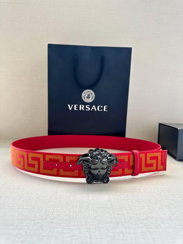 VERSACE La Medusa La Greca Belt In Red