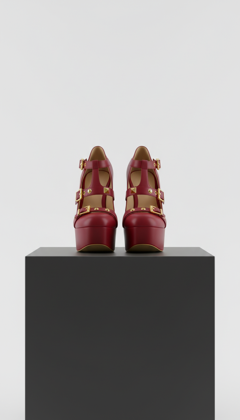 Platform Heels with Gold Hardware