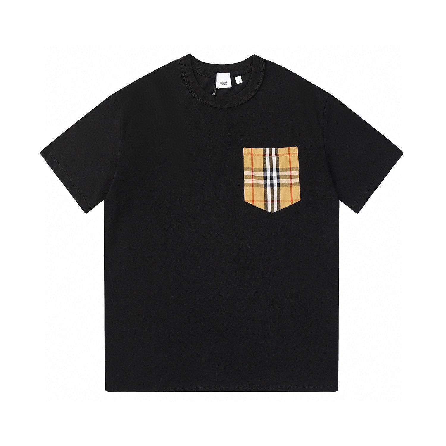 Burberry Crew Neck T-Shirt (Black &amp; Beige) – Luxury Cotton Comfort