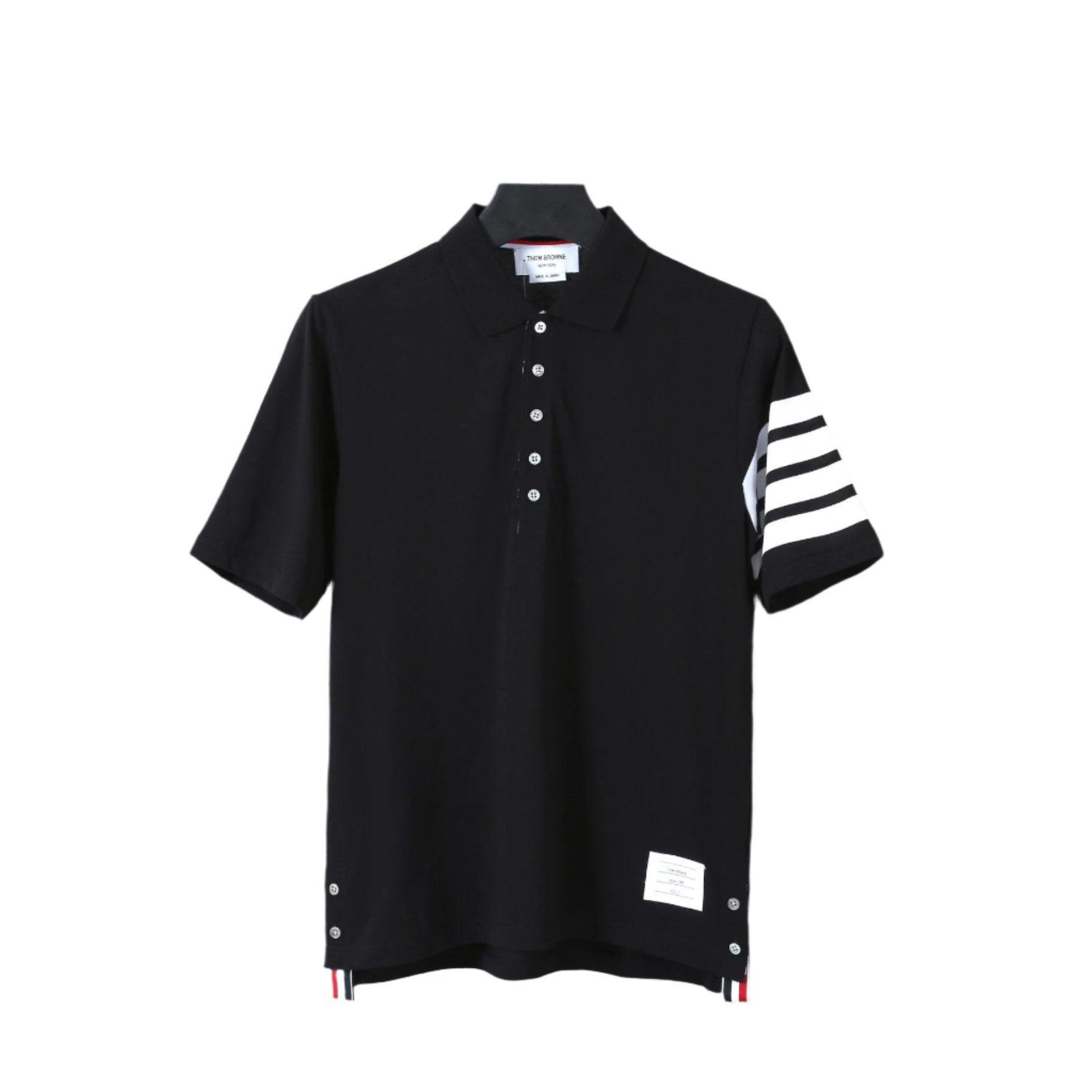 Thom Browne Black T-Shirt with Collar