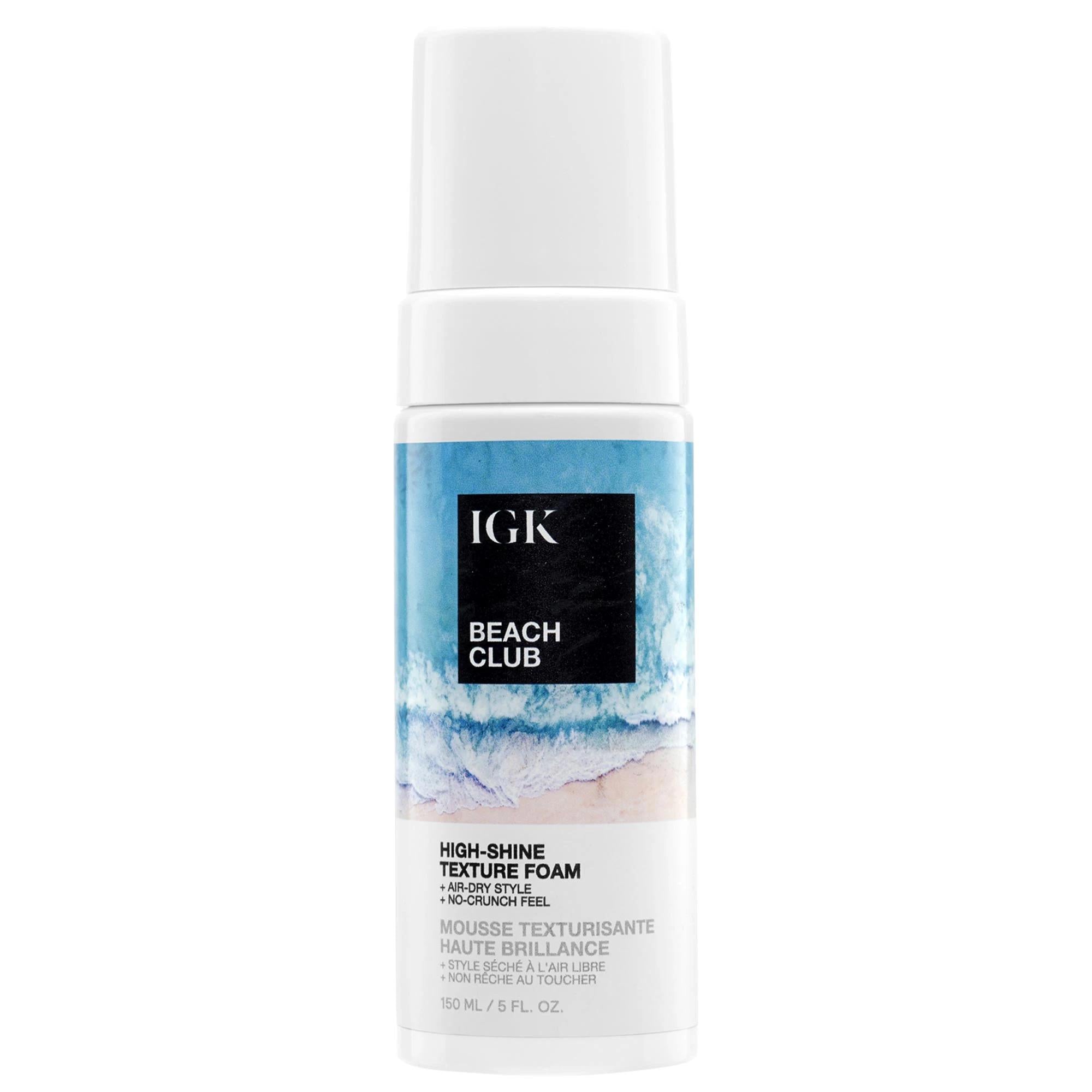 IGK Beach Club: High-Shine Hair Texture Foam for Effortless Beach Waves, Air Dry Styling, Hydration &amp; UV Protection - Sulfate &amp; Paraben Free