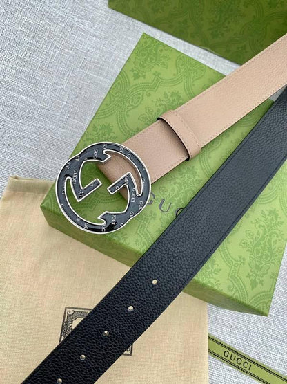 GUCCI Embellished coated-canvas and leather belt &