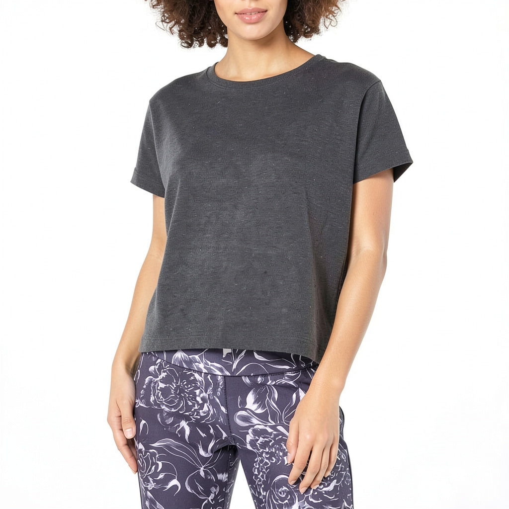 Ideology Womens Cropped T-Shirt, Charcoal Heather, Size Small