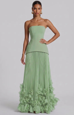 Elegant Long Evening Dress with Petal Details