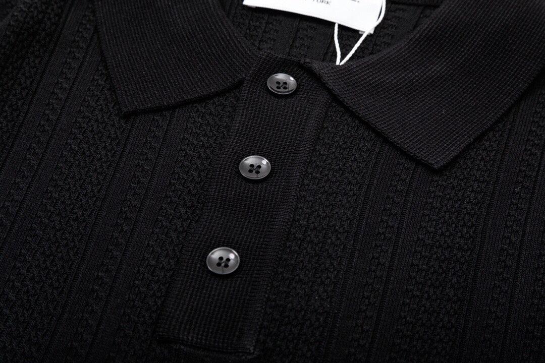 Thom Browne Black T-Shirt with Collar