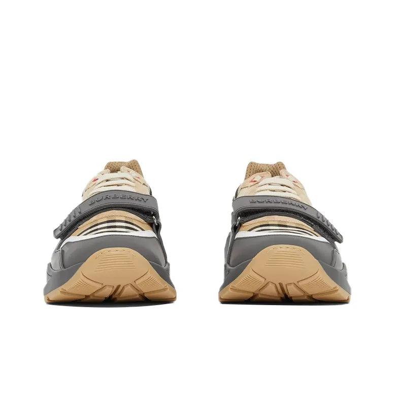 Burberry Ramsey Vintage Check Suede Leather Sneakers Grey Archive Beige