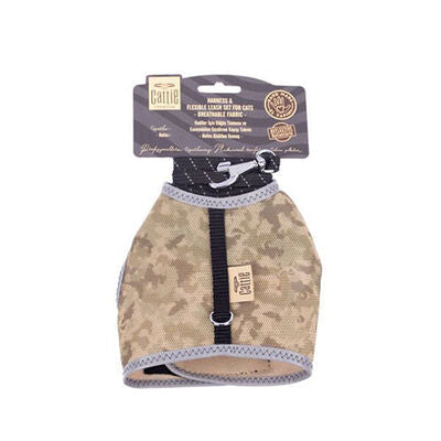 Cattie Camo Air Mesh Cat Harness and Leash Set Large 1.5x30-40cm