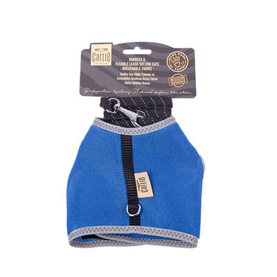 Cattie Air Mesh Cat Harness and Leash Set Royal Blue Medium