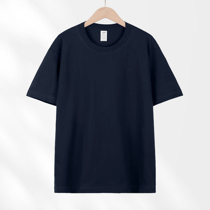 All-Match Crewneck Shoulder Top Solid Color Half-Sleeve