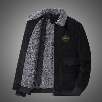 Mens Corduroy Fleece Lined Winter Jacket