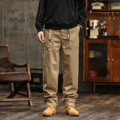 Mens American Retro Cargo Pants Loose Straight Casual Trousers