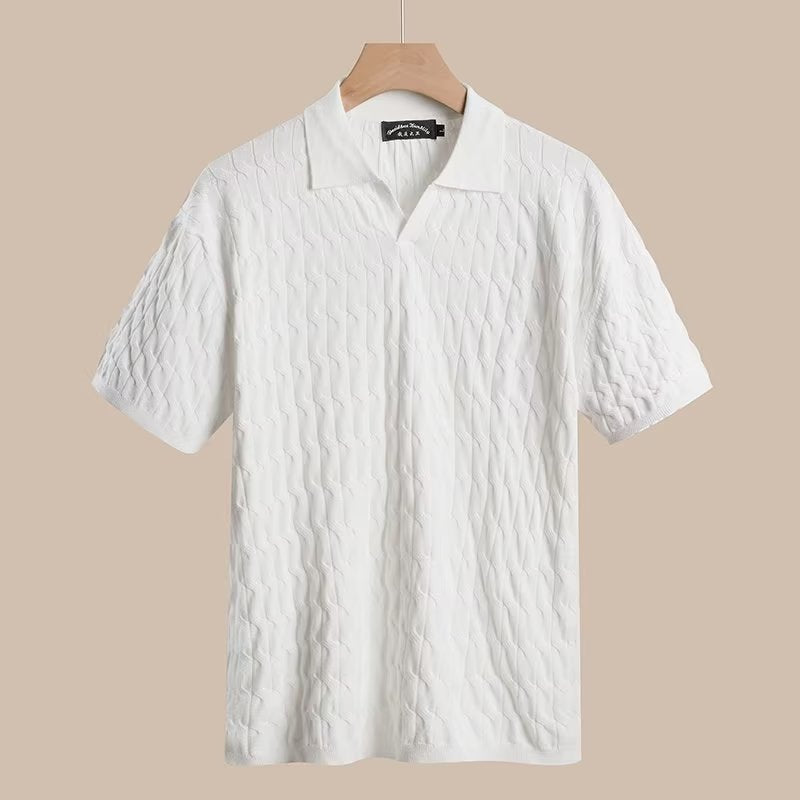 Mens Knitted Short Sleeve Polo Shirt