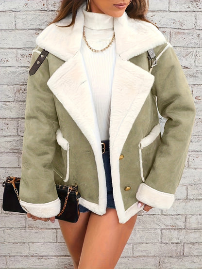 Autumn Winter Fashion Lapel Plush Jacket Fur Coat