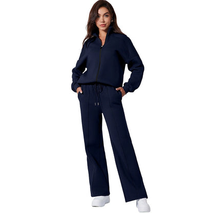 Womens Solid Color Casual Sports Suit