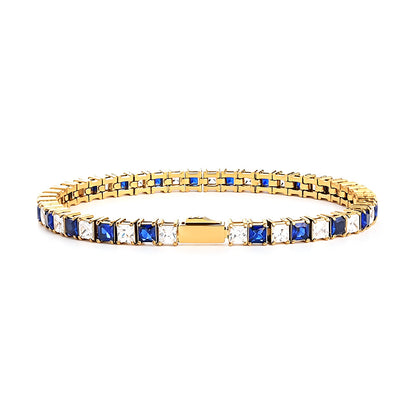 Stainless Steel Tennis Chain Bracelet Square Zircon Light Luxury Jewelry
