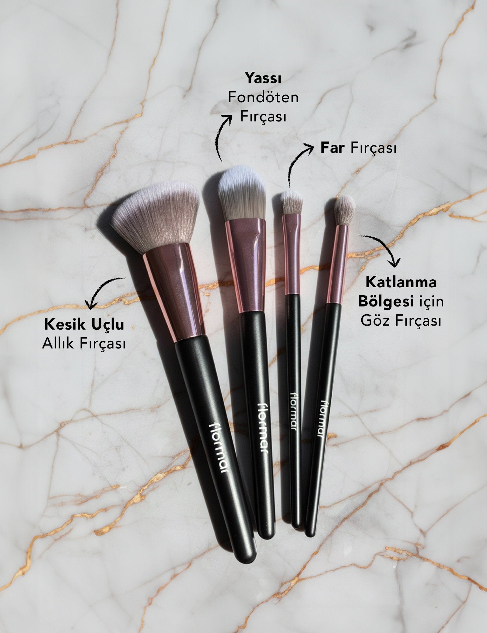 Flormar Makeup Brush Set with Travel Pouch 4 Pieces