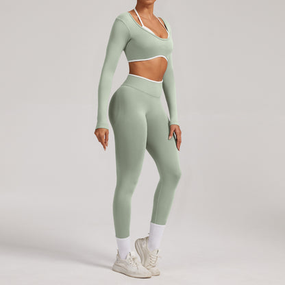 Seamless White Hemmed Yoga Suit for Women