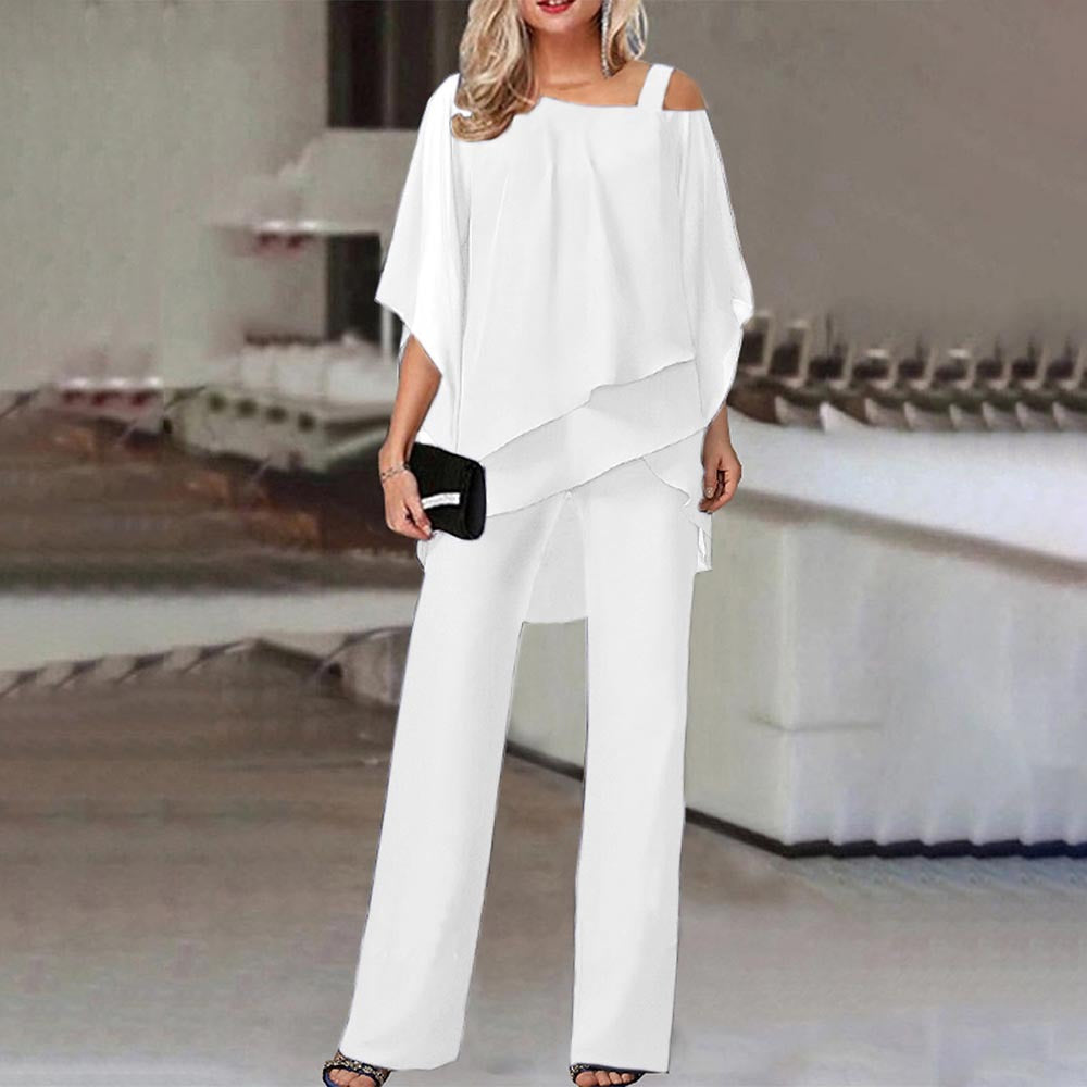 Batwing Sleeve Off-Shoulder Top and Long Pants