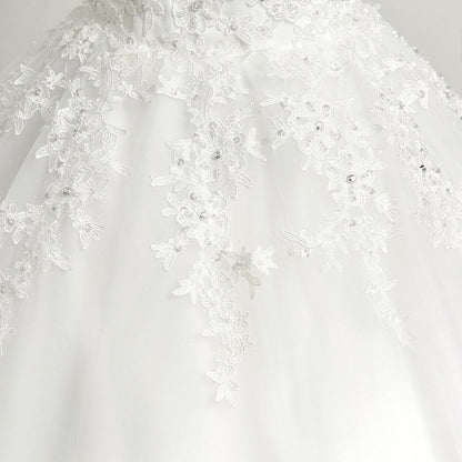 Ivory White Lace Maternity Wedding Dress with Train
