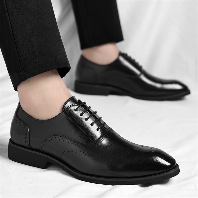 Mens Pointed Toe Derby Brogue Shoes