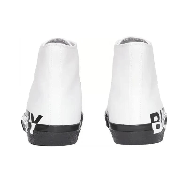 Burberry Slip-Resistant High-Top Canvas Shoes Black White