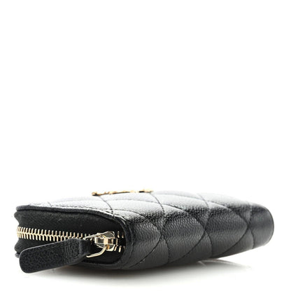 Chanel  Caviar Quilted Multi Chain CC Zip Coin Purse Black
