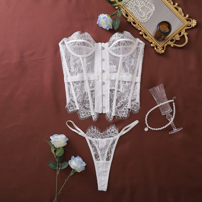 Pure Lace Low Cut Strapless Bra and Panty Set