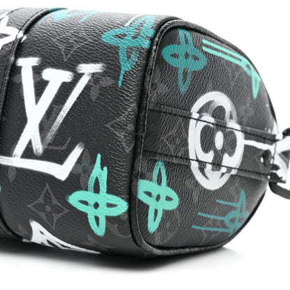 Louis Vuitton Monogram Eclipse LV Graffiti Keepall Bandouliere 25 &