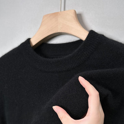 Slim-Fitting Warm Solid Color Round Neck Knitwears