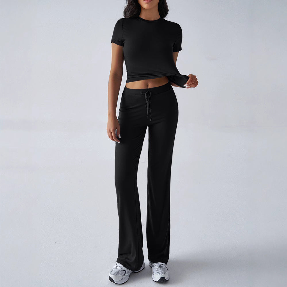 Womens Casual Short Sleeve Pants Suit