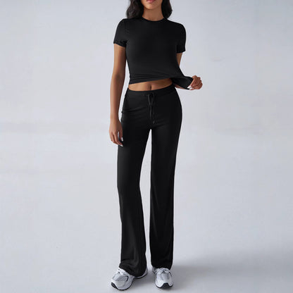 Womens Casual Short Sleeve Pants Suit