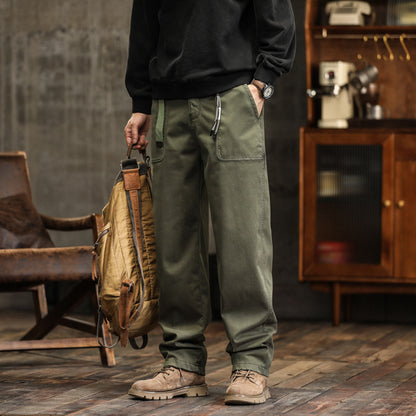 Mens American Retro Cargo Pants Loose Straight Casual Trousers