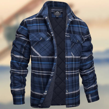 Men Plaid Thickened Cotton Hooded Jacket Coat