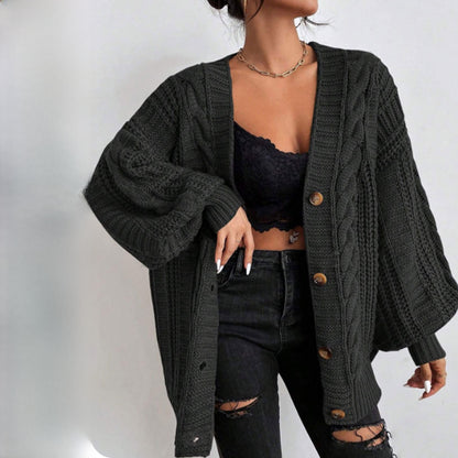 Womens Retro V-Neck Knit Cardigan
