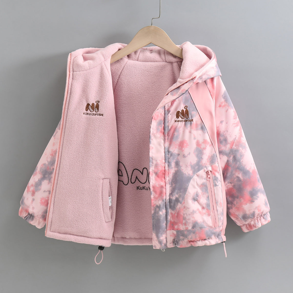 Reversible Fleece Lined Childrens Hooded Jacket