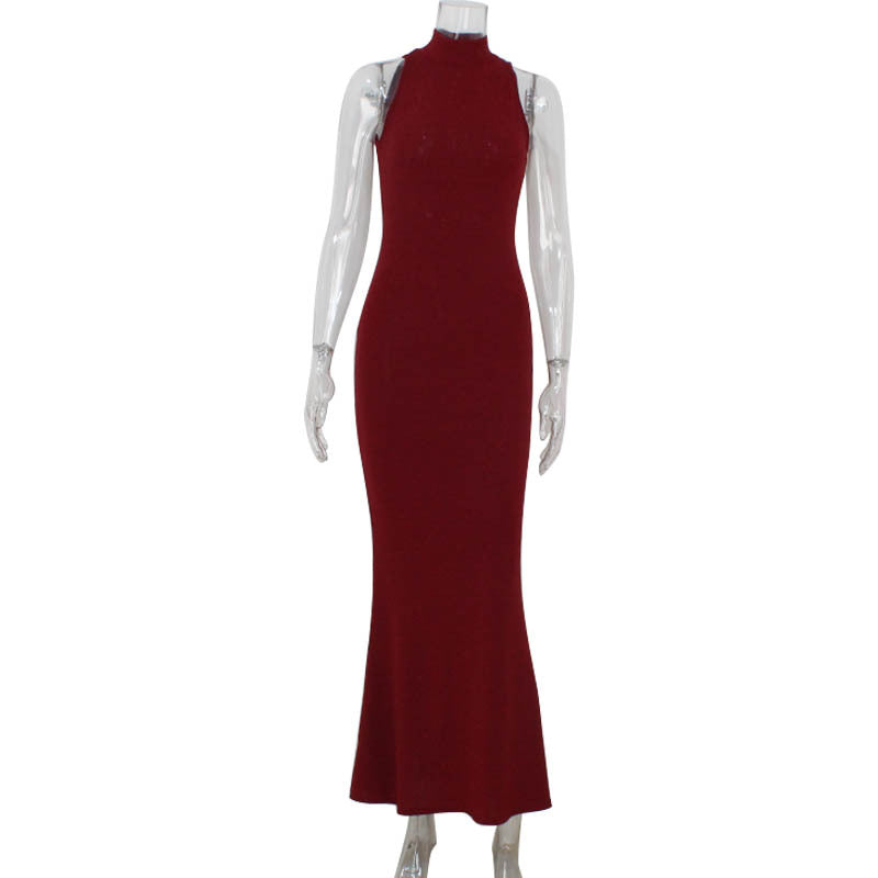 Elegant Halter Neck Fishtail Evening Dress